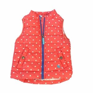Mini Boden Red Polka Dot Puffer Vest